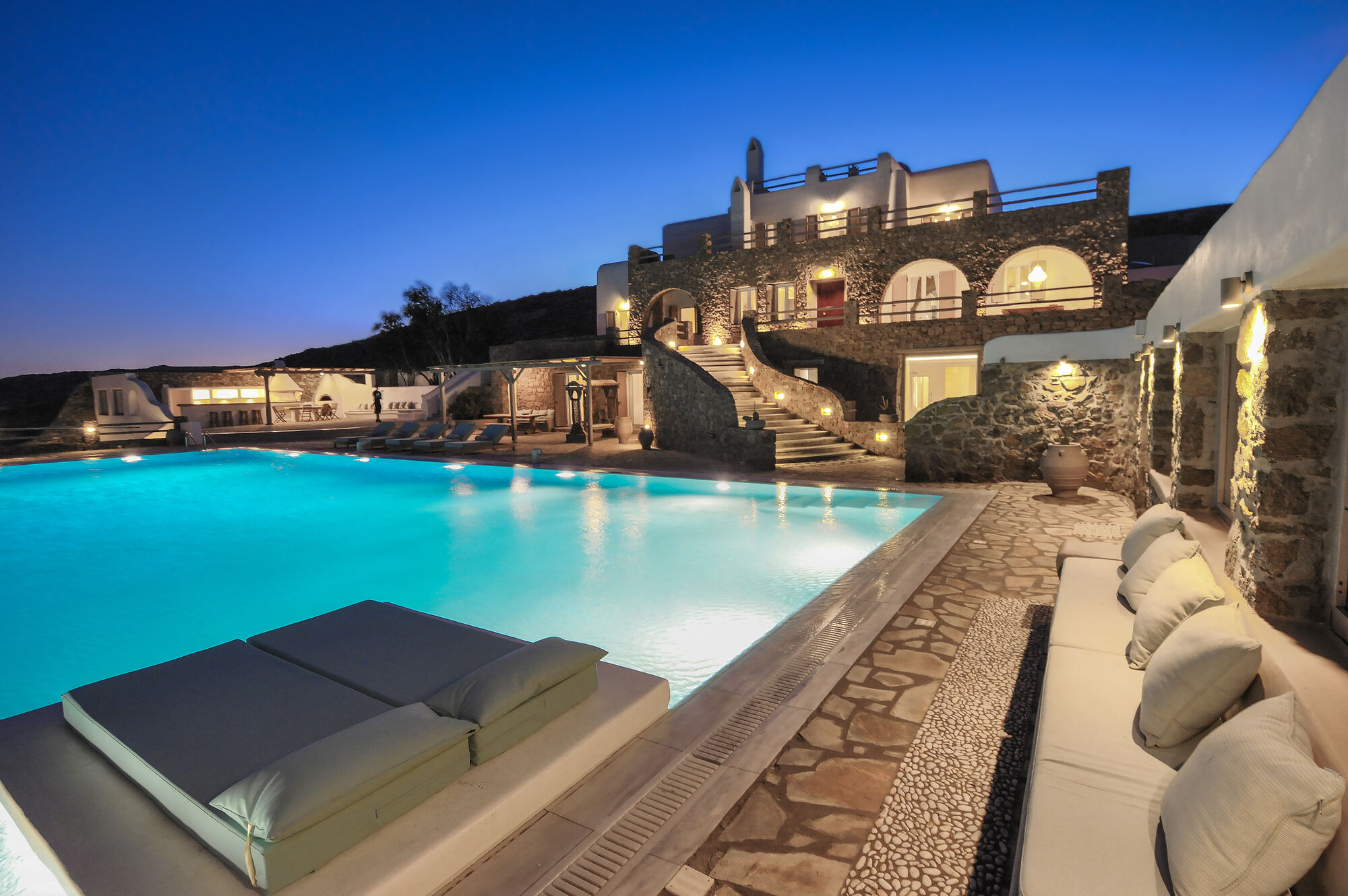 The villa at night